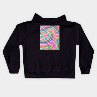 Line art, Abstract pattern, Retro abstract art Kids Hoodie